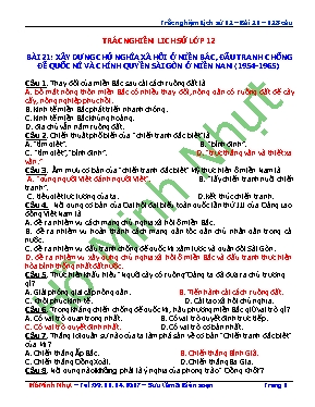 128 Câu hỏi trắc nghiệm bài 21 Lịch sử lớp 12 (Có đáp án) - Hồ Minh Nhựt